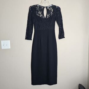 ZARA WOMAN BLACK COMBINATION LACE MIDI DRESS LONG SLEEVE SIZE S‎ SEXY ROMANTIC